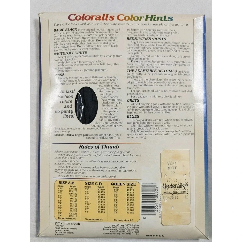NEW Vintage 80's Coloralls Pantyhose & Panties All In One Very Navy  sz C-D